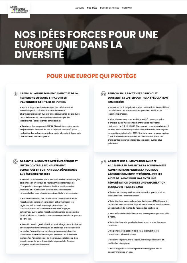ETE_2024's tweet photo. Notre programme #Européennes2024 🗳️

🟡 Une #Europe qui nous protège
🟣 Une Europe plus forte
🟢 Une Europe qui nous respecte

Découvrez les idées-forces #EuropeTerritoiresEcologie, coalition inédite de centre gauche, portée par @Lacroix_PRG ! ⤵️

🇪🇺 https://t.co/OZEZ75vyhD https://t.co/Lyvg1vMo0Q