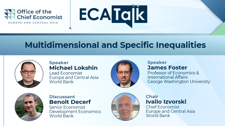TOMORROW: @GWtweets James Foster and the @WorldBank's @IvailoIzvorski, Michael Lokshin, and Benoît Decerf discuss how policy makers should think about multidimensional measures for inequality. 📅 Wednesday, May 22 🕙 10AM EDT Register here: wrld.bg/rW8Q50RJHFP #ECATalk