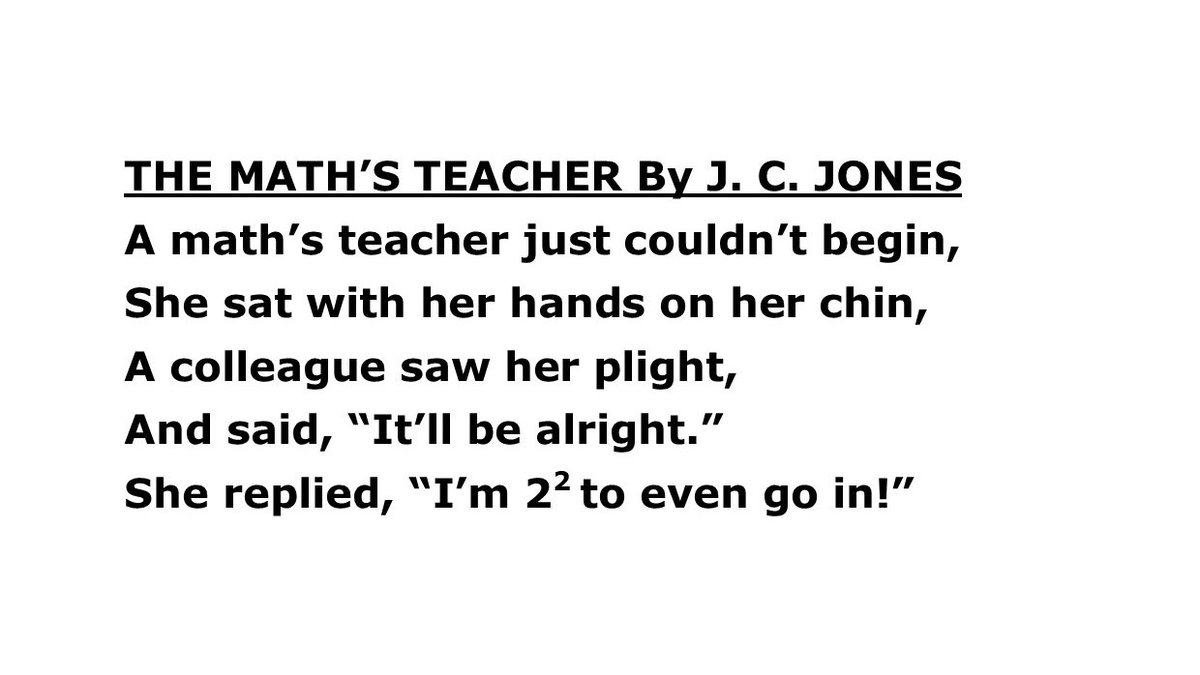 THE MATH'S TEACHER By J. C. Jones 
#poem #writingcommunity #writerslift #indiewriter #poetry #dog #dogs #cat #cats #childrenspoems #poetry #comedypoet #win #fails #inspiration #inspirational #motivational #positive #amusing #thinkpositive #viral #trending #optimism #jokes