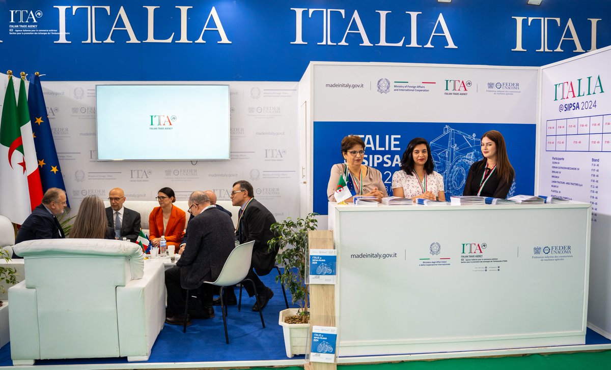 ItaAlgeri's tweet photo. L'Italie 🇮🇹 participe pour la 1ère fois à travers un pavillon officiel au salon @sipsafilaha - 📷20-23 mai 2024 - Safex. 34 exposants, dont 10 dans le pavillon ITALIA, organisé par @ItaAlgeri en collaboration avec @FederUnacoma. 
Plus d'informations : https://t.co/gkI9We2sHp https://t.co/cK5GSPWnvG
