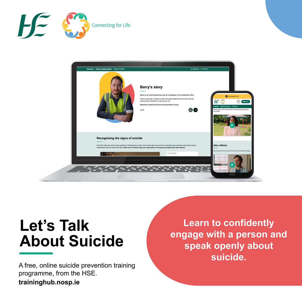 #LetsTalkAboutSuicide is a new introductory online programme to help people identify others who might be at risk of suicide, confidently ask about the topic and connect them with resources that can help them stay safe: bit.ly/4bLLu7h #ConnectingforLife @NOSPIreland