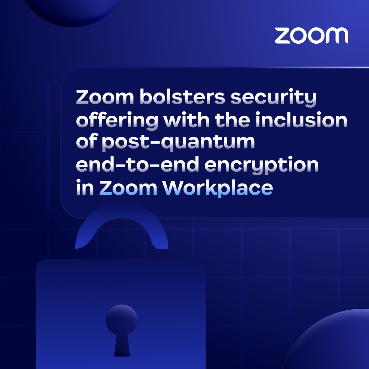 NEW: Zoom is the first UCaaS provider to offer post-quantum end-to-end encryption for videoconferencing, now available for Zoom Meetings in Zoom Workplace 📣 ➡️ zm.me/4bH2FXu

Safeguarding user data against potential future threats is a priority, which is why we’ve