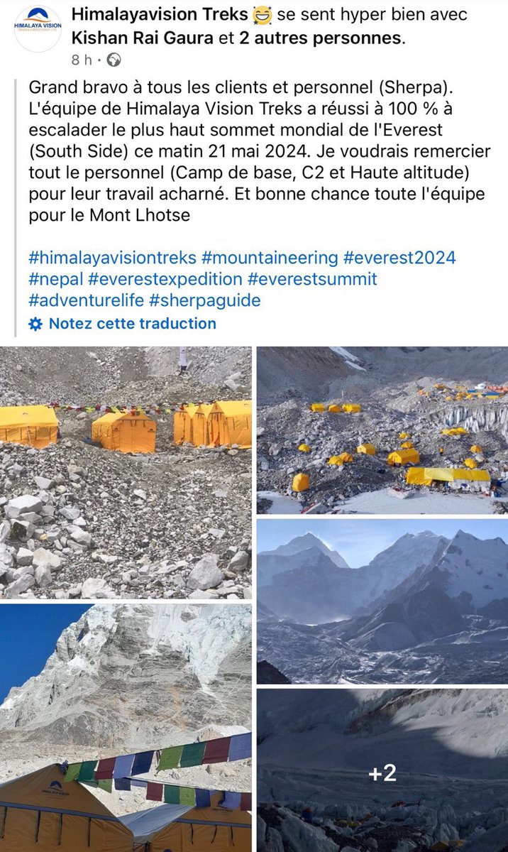 🗻 Le youtubeur Inoxtag aurait atteint le sommet de l’Everest ce matin selon une publication (supprimée depuis) de l’agence qui l’accompagne dans son aventure 🧗
