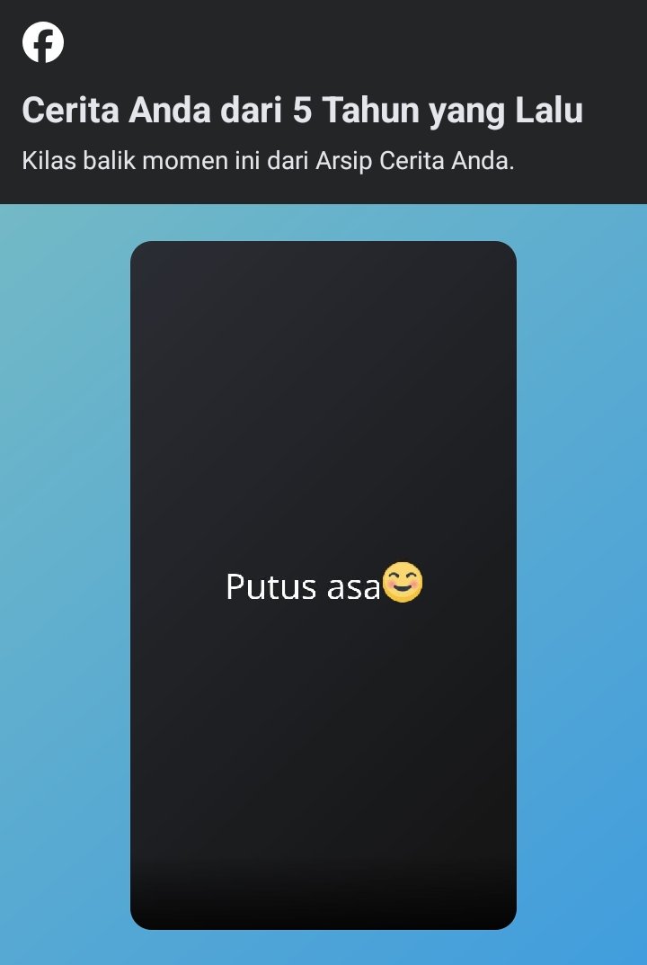 Dulu lg mikir apa ya, sampe bikin story gini di fb🤔