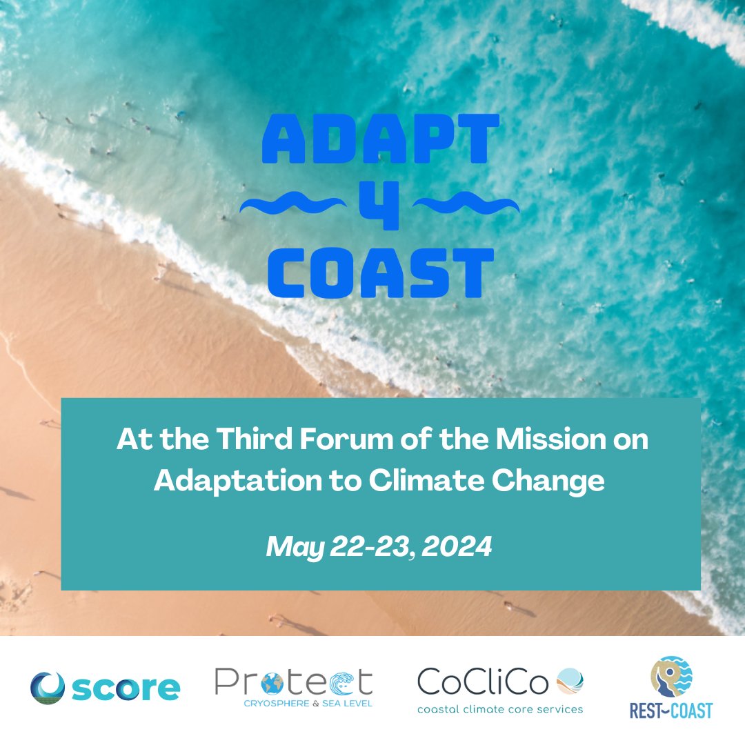 SCORE (@score_euproject) on Twitter photo 🌍 The #Adapt4Coast Cluster participates in the Third Forum of the Mission on Adaptation to #ClimateChange in Brussels on May 22-23!
A poster of the Adapt4Coast cluster will be presented by <a href="/DrSalemgharbia/">Dr. Salem Gharbia</a> during the event.
More details on the event👉 …n-adaptation-forum3.fresh-thoughts.eu 🌍 The #Adapt4Coast Cluster participates in the Third Forum of the Mission on Adaptation to #ClimateChange in Brussels on May 22-23!
A poster of the Adapt4Coast cluster will be presented by <a href="/DrSalemgharbia/">Dr. Salem Gharbia</a> during the event.
More details on the event👉 …n-adaptation-forum3.fresh-thoughts.eu