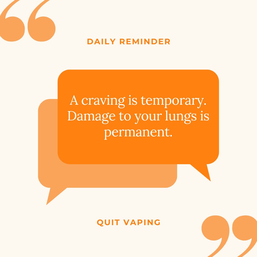 Don't let the temptation of vaping affect your decision making. Vapes are not worth the harm and permanent damage they can do to your body.

#QuitNicotine #QuitVaping #VapingDamage