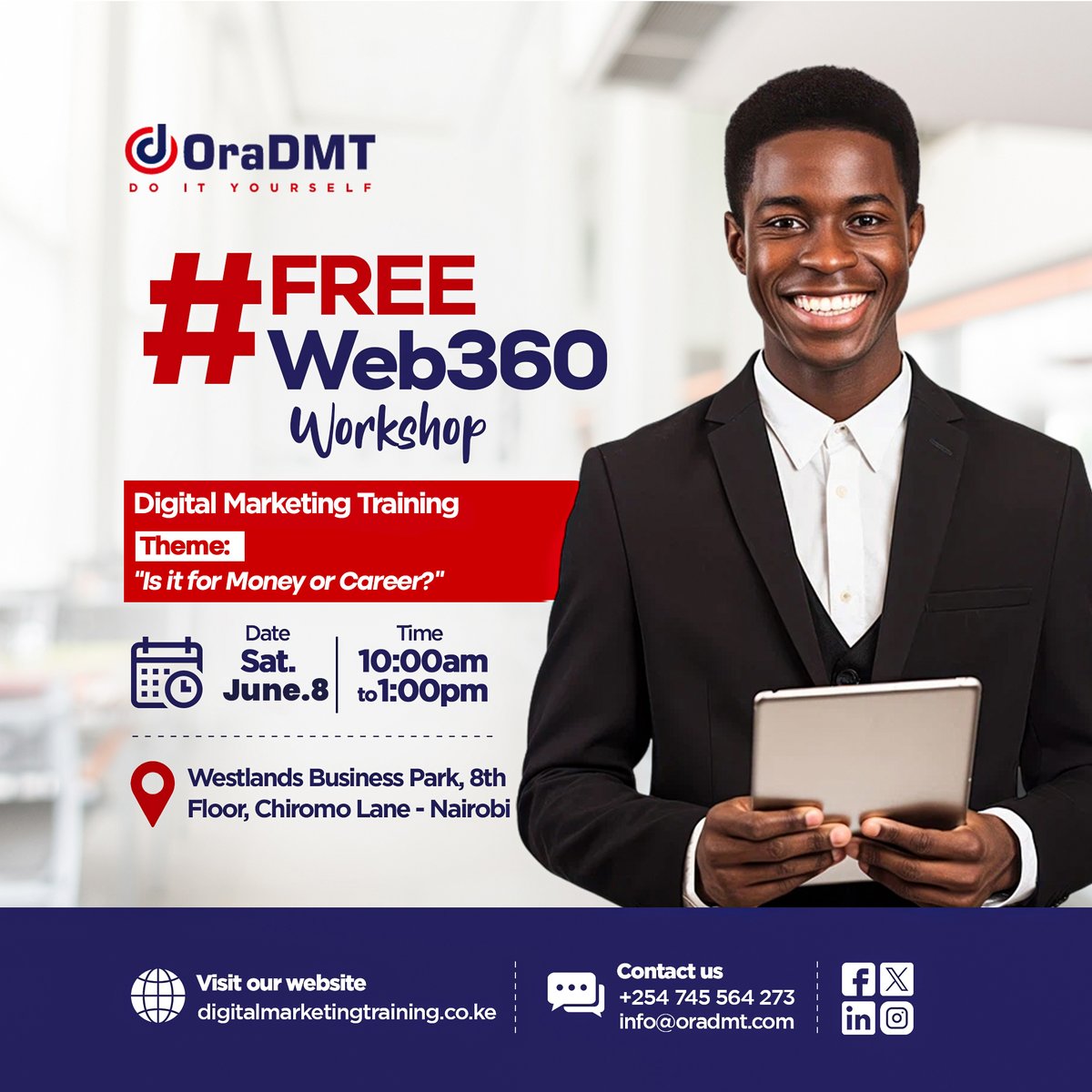 Ready to take your career to the next level? OraDMT's FREE Digital Marketing Training is on June 8th! Learn the hottest strategies and tools to boost your career prospects. Seats are limited, so grab yours today!
Register here: forms.gle/V8KJPnoPBxs4cW…
#digitalmarketingtips