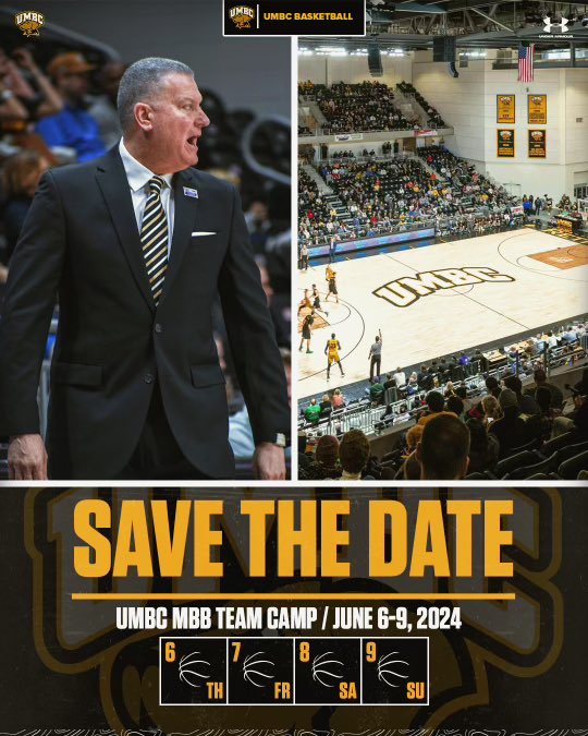 .@UMBC_MBB is still accepting teams for their team camp! Always a solid collection of teams to prep for the June scholastic live period! Contact @CoachBake_UMBC to 🔒 in your spot.