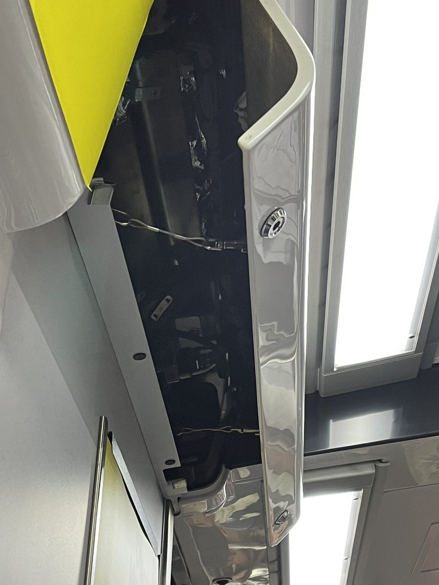 Davey S. Kim (@kimdavid63) on Twitter photo Hey <a href="/wmata/">Metro Forward</a>. There’s a panel near the ceiling that’s hanging by a thread and will likely crash on someone’s head unless it’s fixed right away. So please get on it asap before injuries happen. Silver line to Largo, car #7733. Thanks. Hey <a href="/wmata/">Metro Forward</a>. There’s a panel near the ceiling that’s hanging by a thread and will likely crash on someone’s head unless it’s fixed right away. So please get on it asap before injuries happen. Silver line to Largo, car #7733. Thanks.