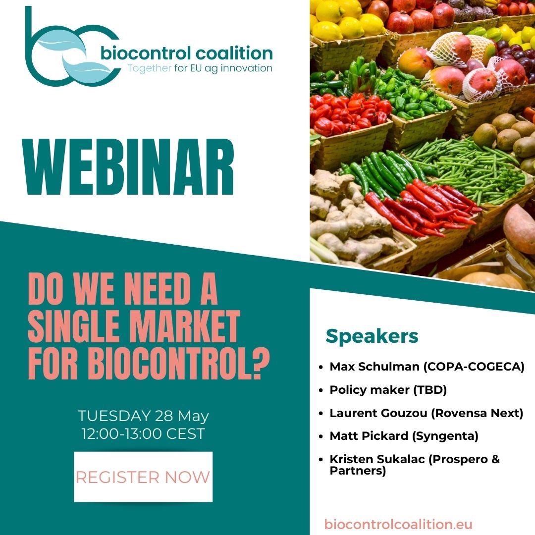 🌱Join the webinar organized by the @BiocontrolEU, featuring @RovensaNext as a leading member, with the participation of Laurent Gouzou, our Head of Global Regulatory Affairs!

📅28th May
🕛12:00-13:00 CEST
🔍Do we need a single market for biocontrol?

📝 prospero-ag.zoom.us/meeting/regist…