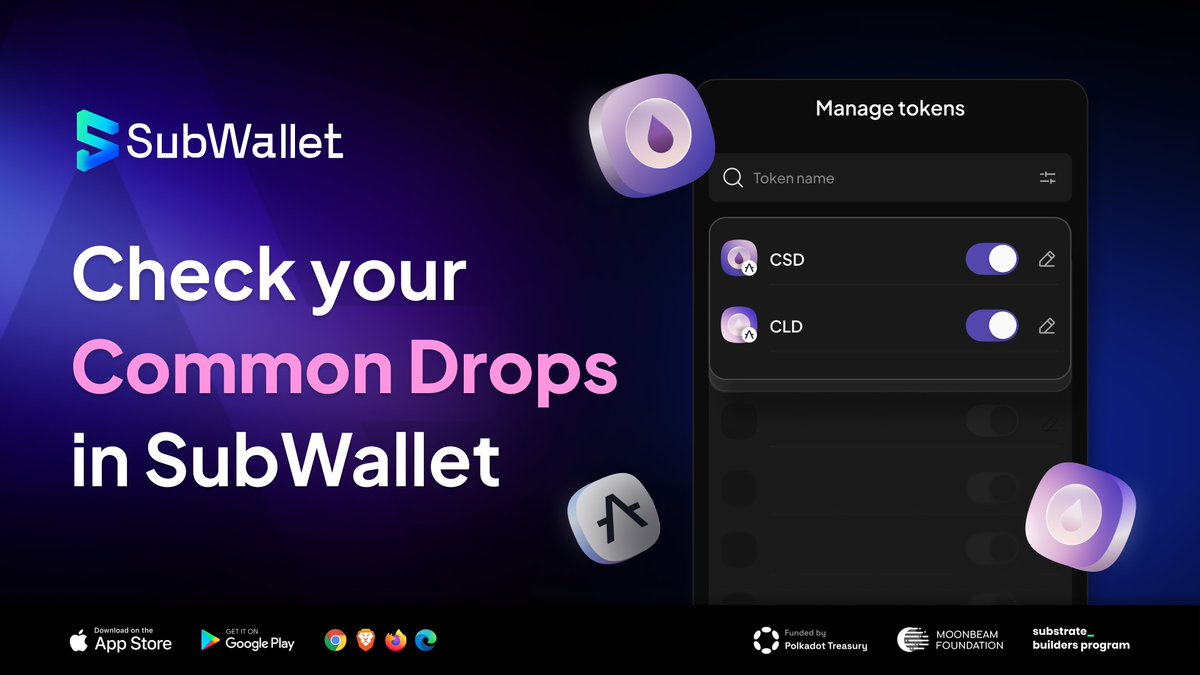 Woohoo! Common AMM by @get_common is live on @Aleph__Zero Mainnet, meaning that Common Drops are coming 🔥 Join the pools and farms to collect your Common Drops, and manage your $CSD and $CLD on SubWallet starting today 💧🚀 Download SubWallet👉subwallet.app/download.html