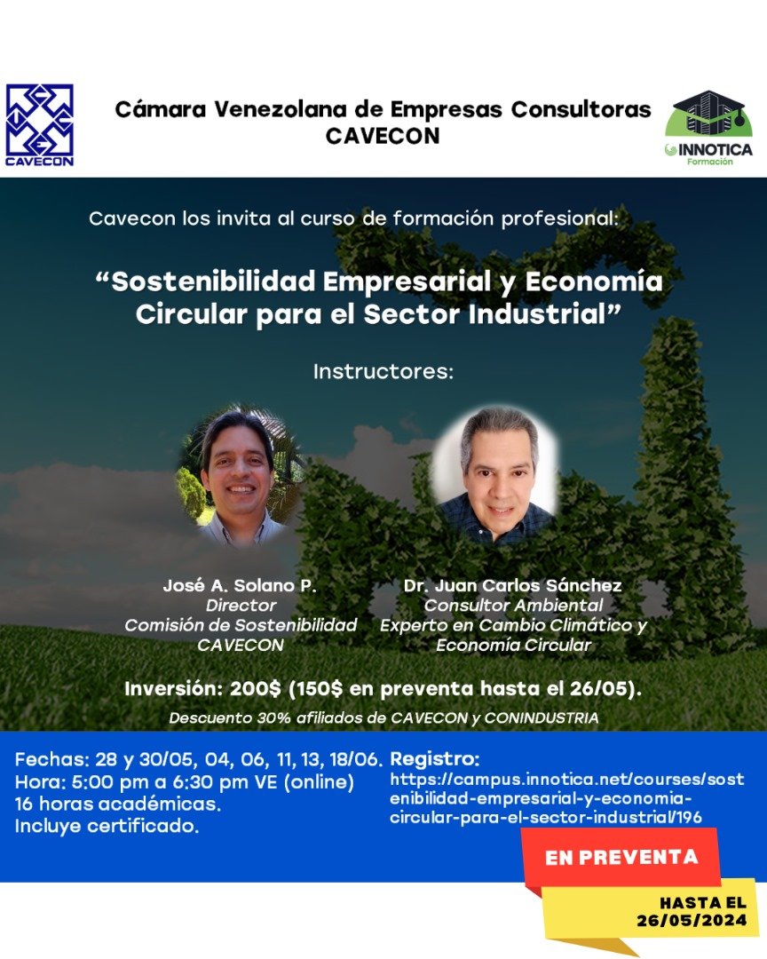 cavecon1's tweet photo. ¿Ya realizó su inscripción?
¡La Preventa finaliza en 5 días!
Sí aun no se ha registrado, lo invitamos a hacerlo, link: https://t.co/KOeC1SAcwF. 
Descuento especial para afiliados @cavecon1, @Conindustria, aliados y estudiantes.
@CampusInnotica  @jasolanop @innotica_net
👇👇👇 https://t.co/hln0IoNEAF