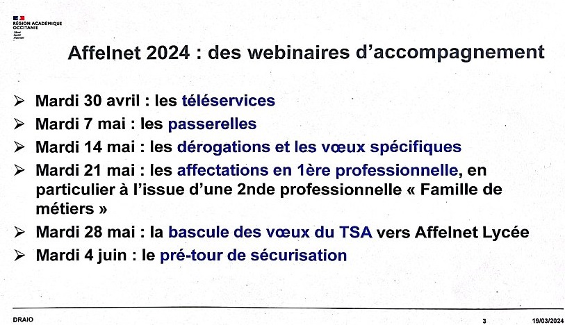 DRAIO_OCCITANIE's tweet image. [Webinaires flash Affelnet] 4ème RDV💻 #webinaire 📱d&apos;accompagnement sur les procédures d&apos;affectations. Ce mardi, les affectations en 1ère pro, en particulier à l’issue d’une  2nde pro «Famille de métiers». #procédure #affelnet #srfd #accompagnement #vœux #ensemble @RA_Occitanie.
