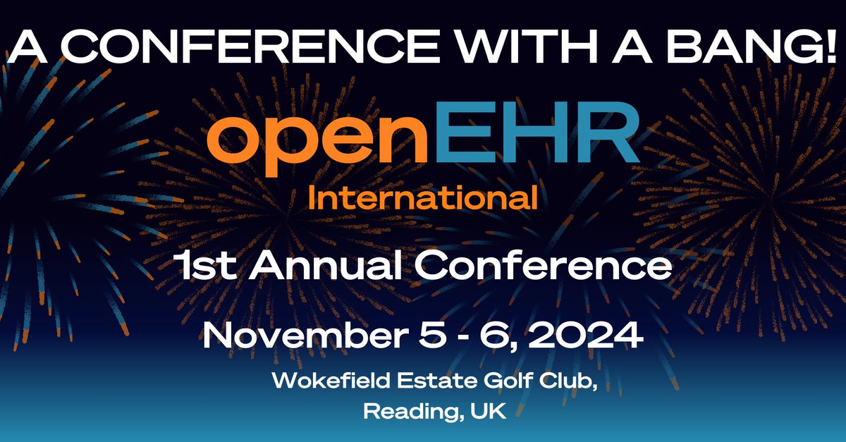 Registration for the openEHR International 1st Annual Conference is open! 

Join us in Reading, Nov 5-6, for two days filled with insightful discussions, networking opportunities, and innovative ideas looking at openEHR and health data. 

Book now! - bit.ly/openEHRConf