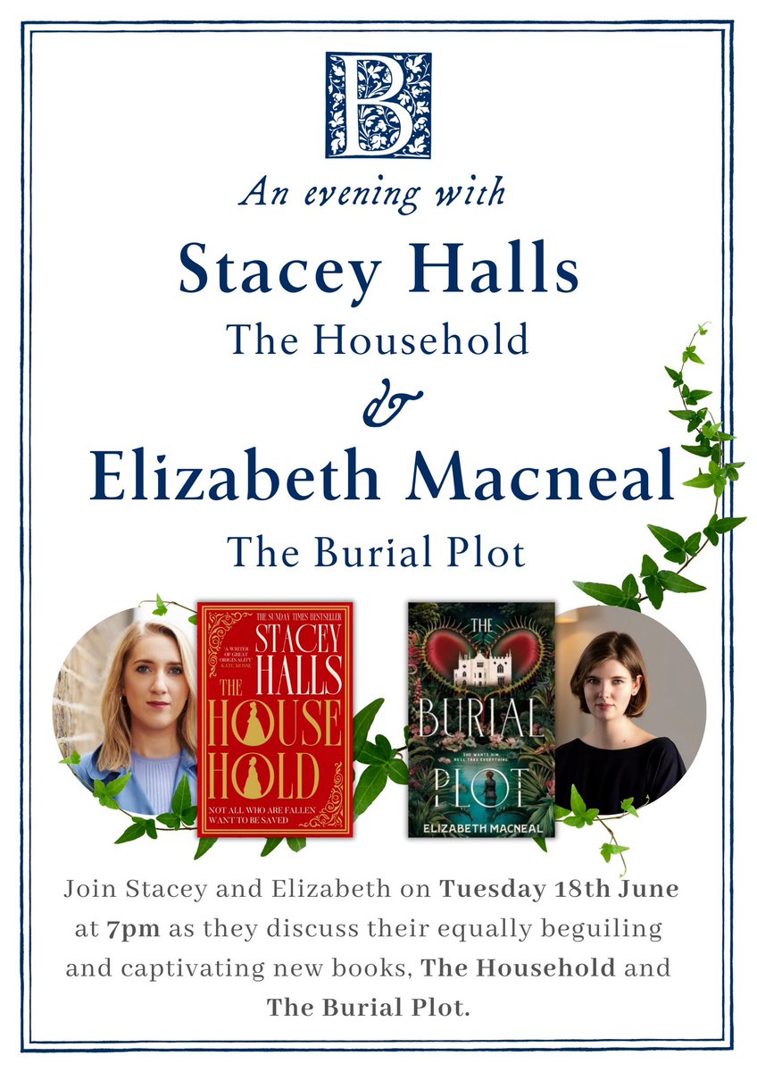 Blackwell's Edinburgh (@blackwelledin) on Twitter photo Have you booked your tickets yet?
Join <a href="/stacey_halls/">Stacey Halls is away</a> and <a href="/esmacneal/">Elizabeth Macneal</a> on Tuesday 18th June at 7pm as they discuss their equally beguiling, highly anticpated new books, The Household and The Burial Plot with @ACBlockAuthor. Book here eventbrite.co.uk/e/stacey-halls… Have you booked your tickets yet?
Join <a href="/stacey_halls/">Stacey Halls is away</a> and <a href="/esmacneal/">Elizabeth Macneal</a> on Tuesday 18th June at 7pm as they discuss their equally beguiling, highly anticpated new books, The Household and The Burial Plot with @ACBlockAuthor. Book here eventbrite.co.uk/e/stacey-halls…