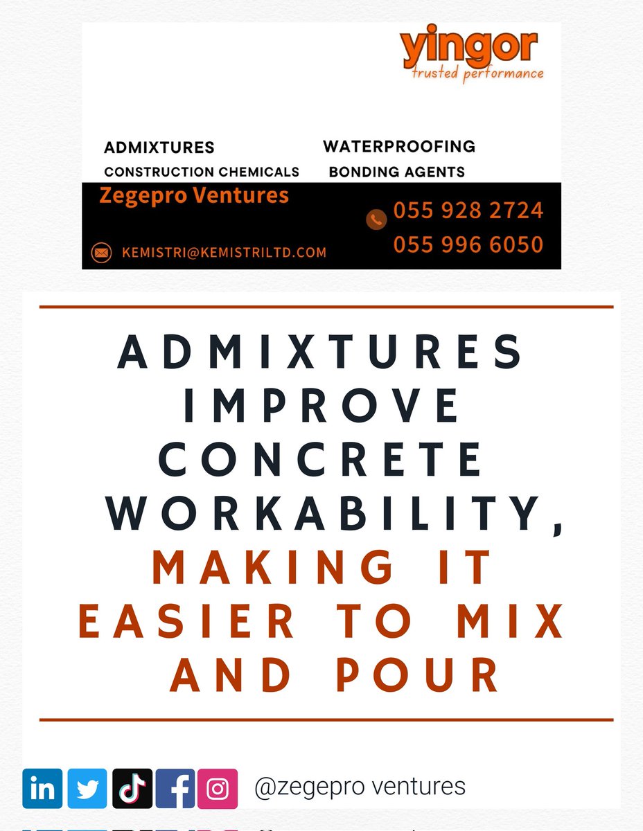 Admixtures improves concrete workability, making it easier to mix and pour. We are dealers in construction materials and concrete chemicals, contact us on 0559282724/0559966050 #ghana #constructionchemicals #fyp #concreteadmixtures #concrete #constructionghana #admixtures #gh