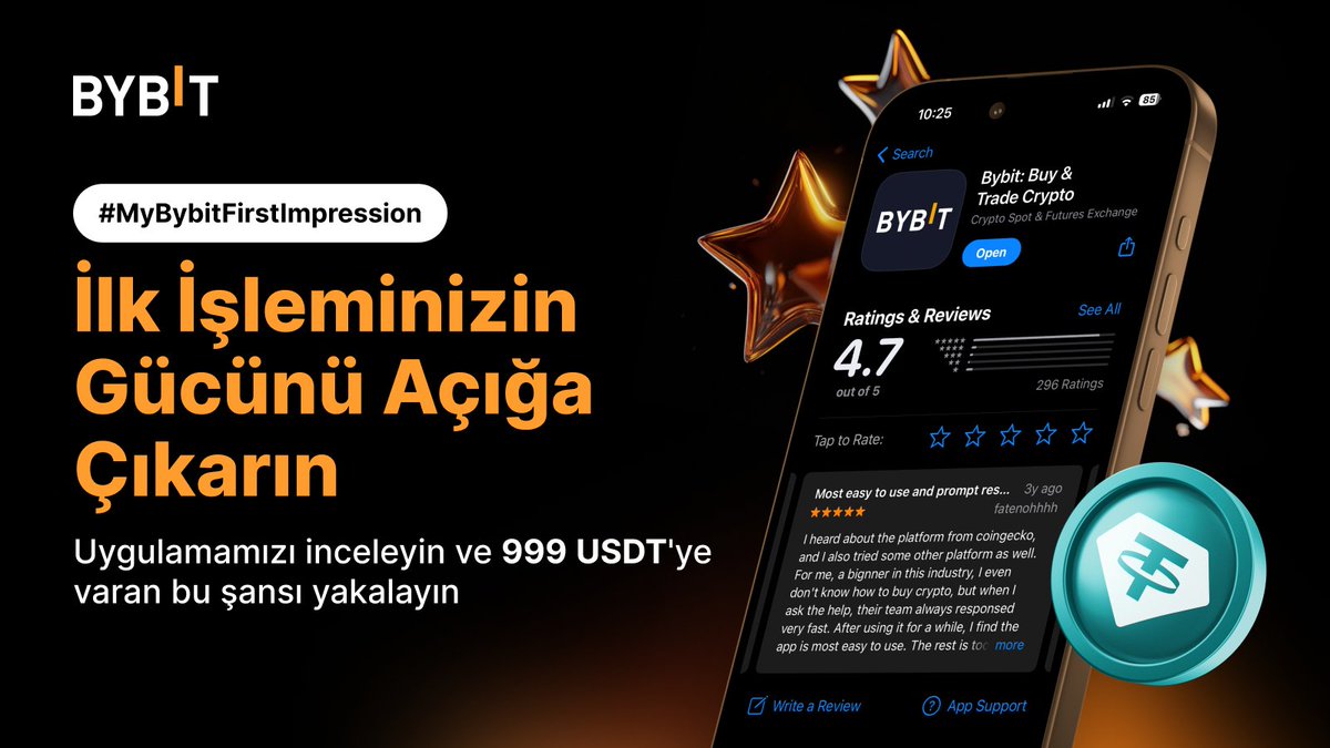 BybitTurkiye's tweet photo. Uygulamamฤฑzฤฑ inceleyin ve 999 $USDT'ye kadar kazanฤฑn ๐ฅ
๐ 14 Mayฤฑs 2024 11:00 TSฤฐ - 16 Haziran 2024 รฤleden 19:00 TSฤฐ
๐ Hemen Katฤฑlฤฑn: https://t.co/2catdmTss0
#MyBybitFirstImpression https://t.co/myDXnkAfvT