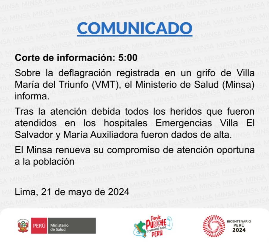 🔴 #COMUNICADO | El Ministerio de Salud informa lo siguiente: