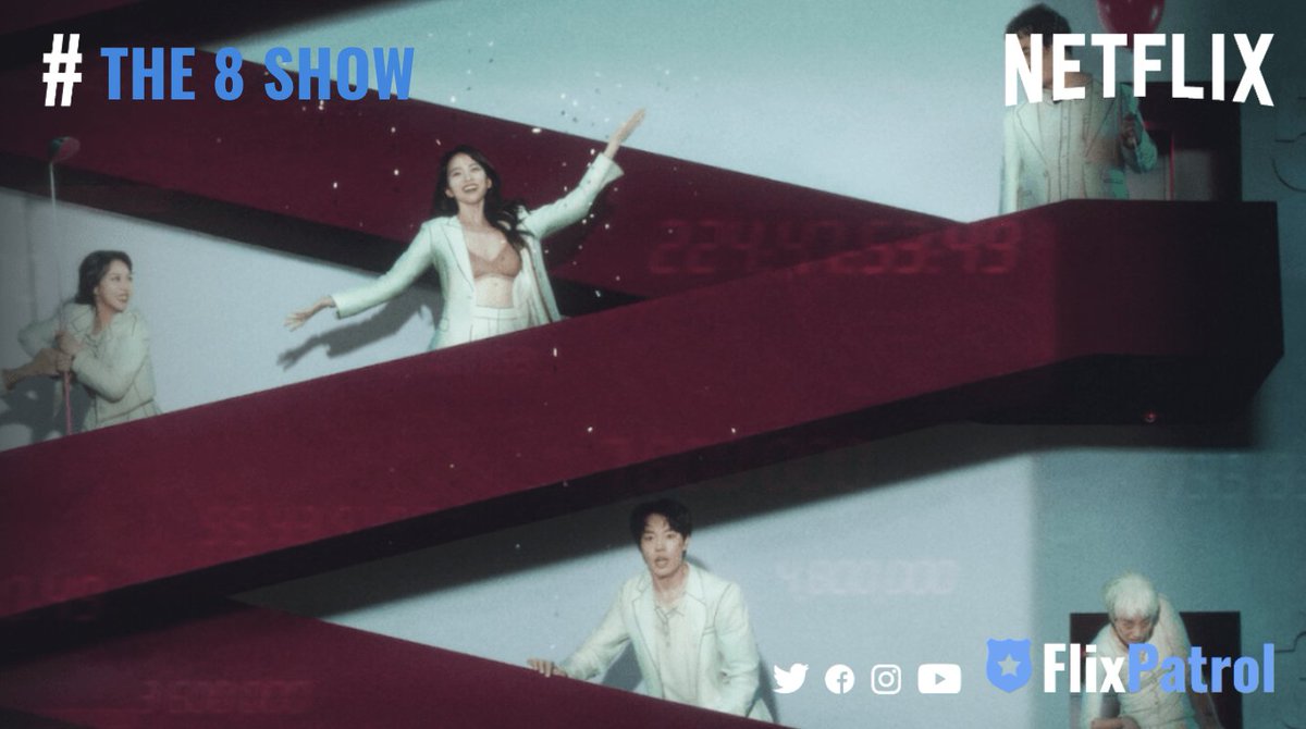NETFLIX GETS TRAPPED IN THE 8 SHOW. 🏙️ Might there be another @squidgame? Korean mystery thriller #The8Show w/ #RyuJunYeol and #ChunWooHee quickly finds audience all across the globe. 🏆No. 4 Worldwide 🥇 No. 1 in non-English See full charts: flixpatrol.com/title/the-8-sh…