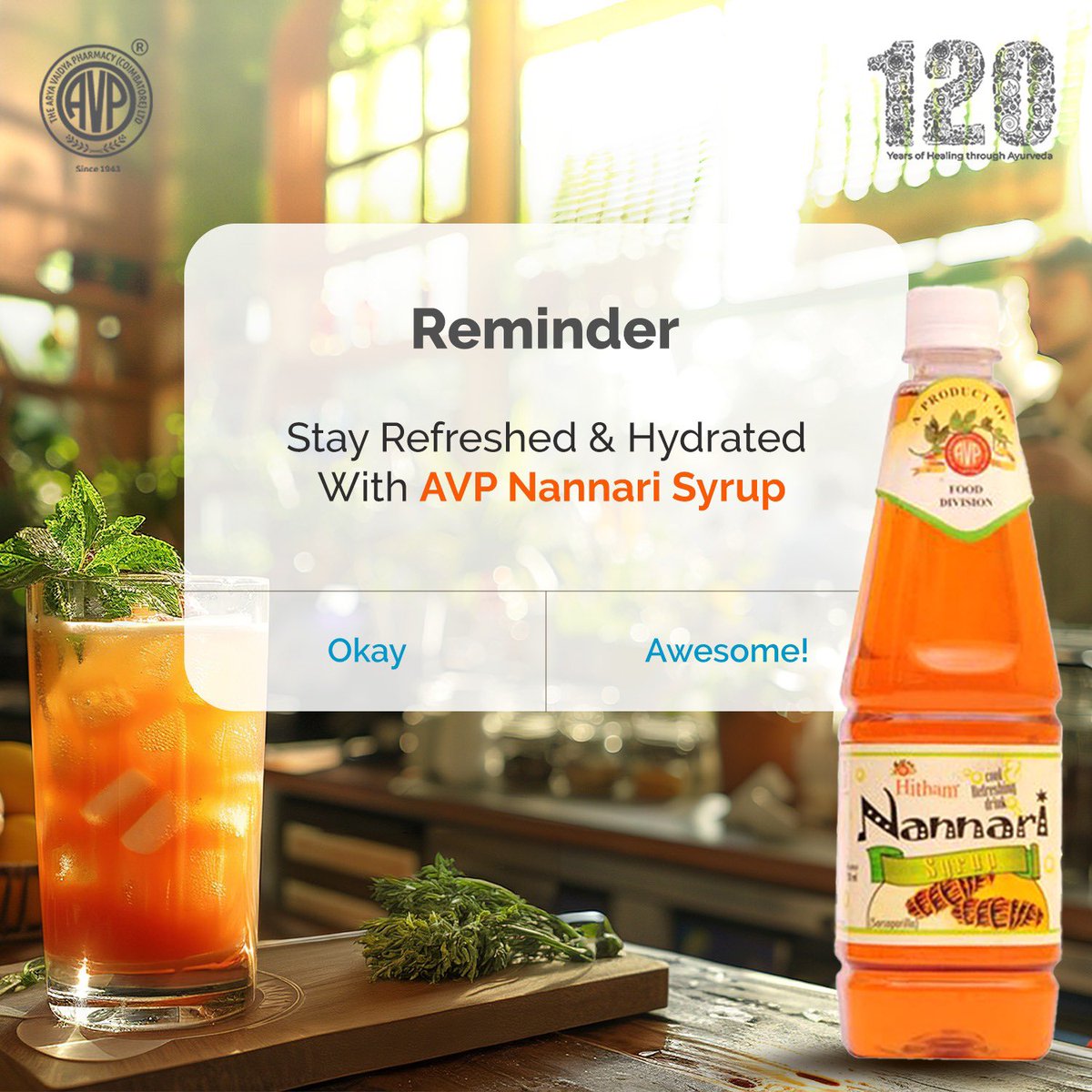 Stay cool and rejuvenated with AVP's Nannari Syrup. Combining the earthy flavour of Indian Sarsaparilla with aromatic spices, this drink offers cooling, anti-inflammatory, and blood purifying properties. Perfect for those hot days when you need a refreshing boost!
#wellness #avp