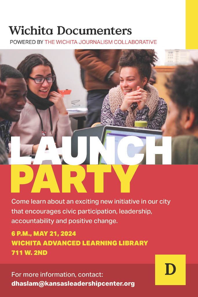 Today is the day! 🎉 Join @ICT_Journalism & @TheKLC as we celebrate the launch of #WichitaDocumenters starting @ 6pm @ the Advanced Learning Library in Wichita. Special guests include Rafael Munoz-Echavarria from @City_Bureau, Courtney Bengston from @WichitaFdn & @MayorLilyWu.