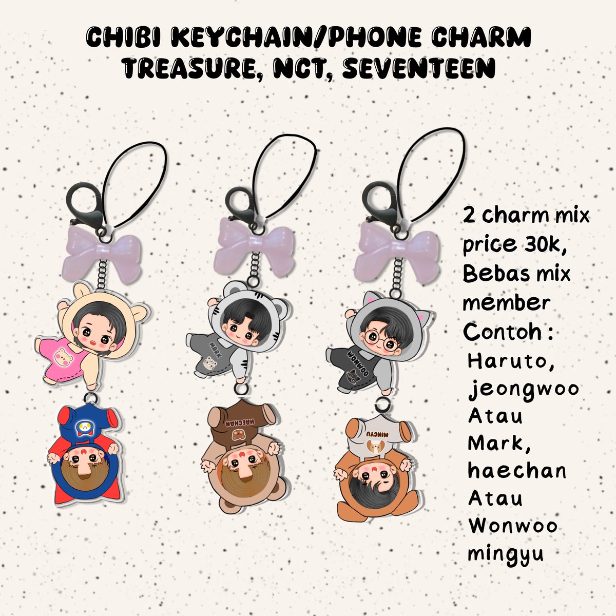 🍀RT and likes are appreciated🍀

🌿po sampai 26 mei

Pita deco 35k, ministrap 35k, beads strap 33k, griptok 23k, pilot pin 23k keychain 35k, treasure nct seventeen phonestrap 30-37k 
Untuk beberapa barang ada yg restock bisa langsung di kirim

Link aku drop di kolom rep