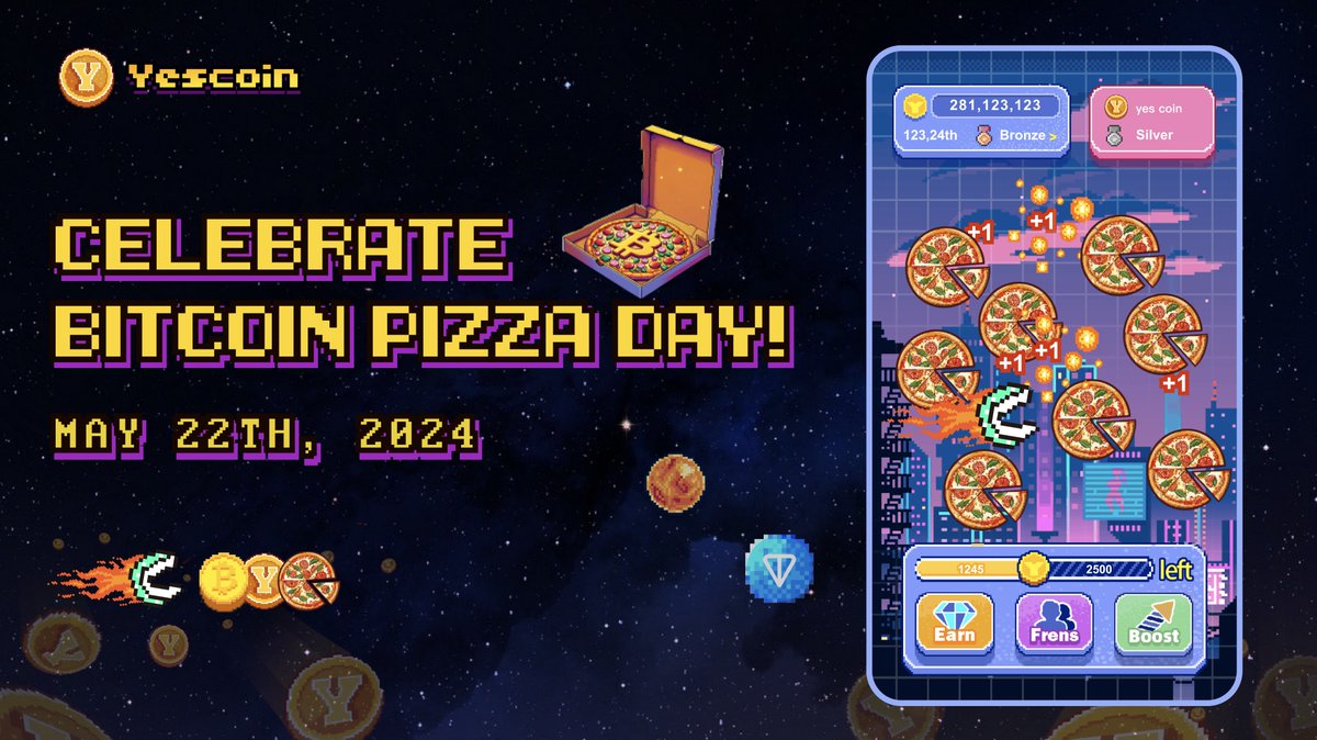 YES, #Bitcoin Pizza Day IS COMING！🍕 14 years ago, 10K BTC for two pizzas - where the legend began. From a tech niche to a global phenomenon, Bitcoin has made history. Standing on the road paved by Bitcoin, Yescoin also has a dream. Building on Ton, we share the vision of 'Put