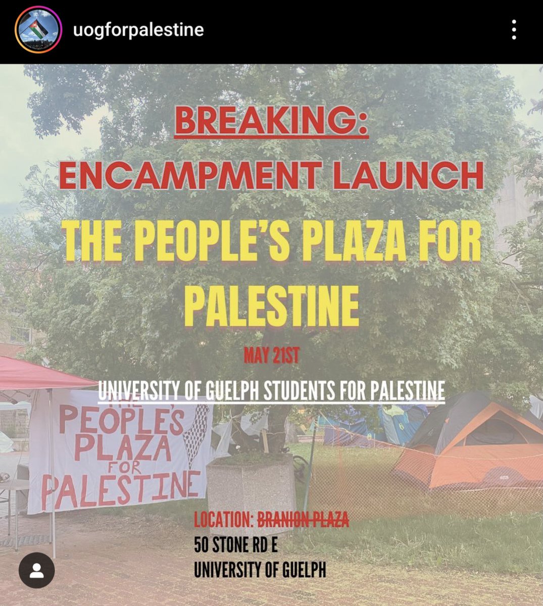 Students at the University of Guelph have launched an encampment in solidarity with Palestine 🥹👏❤️