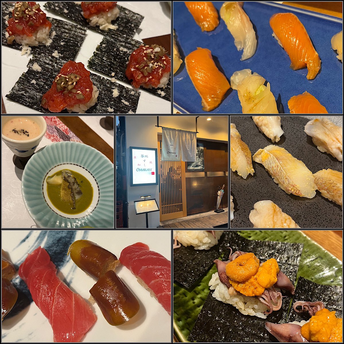 Sushichefm's tweet photo. 大学時代のラクロス部の先輩と同期と築地すしOmakaseへ🍣熟成寿司を堪能し、東さん（元すしアカ講師）にもご挨拶でき、動画が分かりやすかった旨を伝えることができた😆✨一部、学校と同じお皿が使われてて、授業を思い出す😳4年間苦楽を共にした仲間と、今でもたくさん笑って刺激がもらえて幸せ😆🌈 https://t.co/g52hzzdJAp