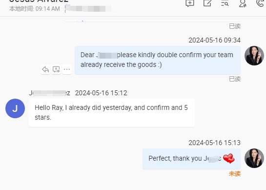 Already cooperated for a long time,
And never ask for good comment from him but every time he gives 5 stars 🌟 🌟🌟🌟🌟

To let us know which things should insist…