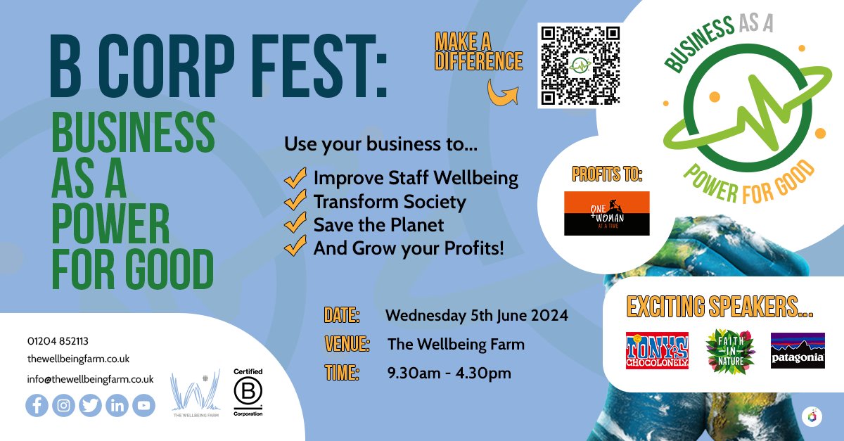 Are you doing business right?  Listen to guest speakers from global brands at the B-Corp Fest at the Wellbeing Farm on June 5th.  Don't miss this unique event. Book here &gt;&gt;   eventbrite.co.uk/e/b-corp-fest-…