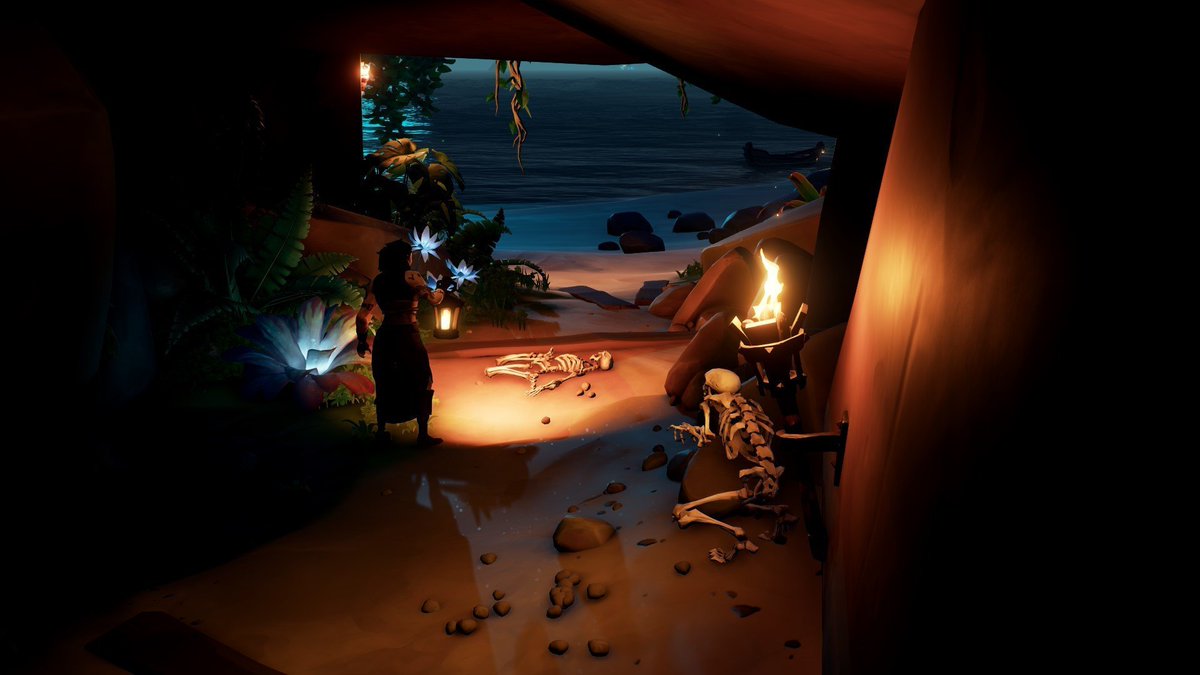 AO_Capt's tweet photo. This brave adventurer decided to try her luck at exploring an island at night. Maybe she should have stuck to the daytime instead.

Theme: Island Life

#SotShot @SeaOfThieves #SeaOfThieves https://t.co/zpDwriruAW