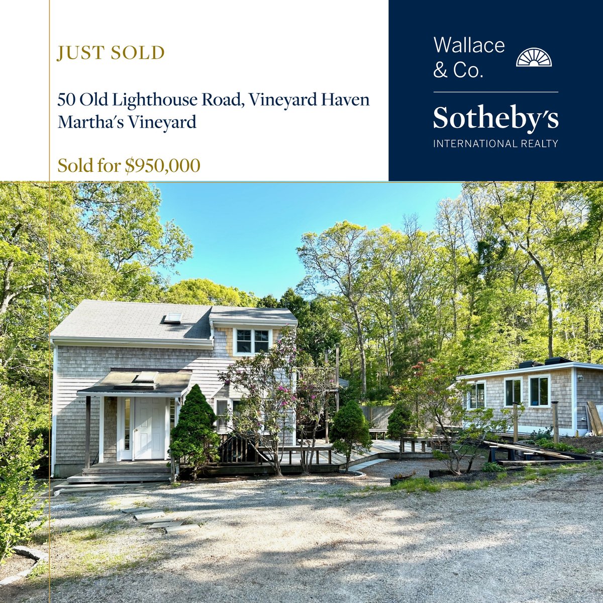 WallaceCoSIR's tweet photo. Just Sold

50 Old Lighthouse Road, Vineyard Haven
Martha's Vineyard
Sold for $950,000

Call or email us for more information
508.627.3313
info@wallacemv.com https://t.co/CNSPUrsPIg