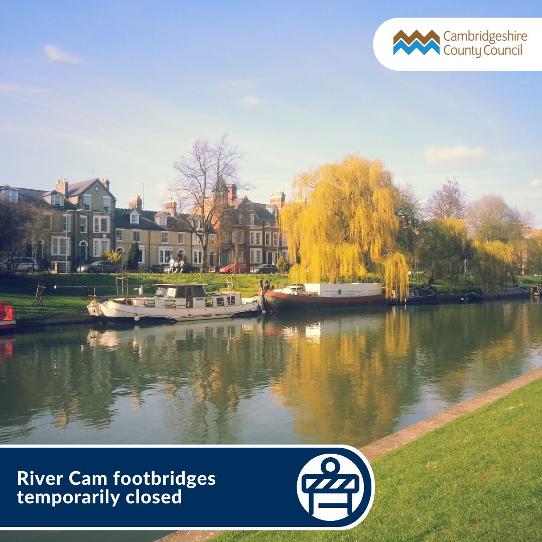 We're temporarily closing Jesus Green Lock and Baits Bite Lock footbridges today. This is following the Conservators of the River Cam’s decision to close both locks due to structural issues. We apologise for the inconvenience caused. Read more: ow.ly/SzT150ROIXt