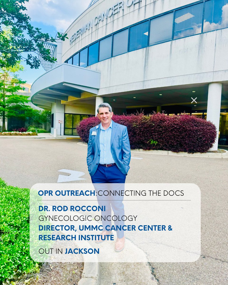 Dr. Rod Rocconi CONNECTED with local oncologists on OPR OUTREACH. He has a passion for cancer care & was drawn to gynecologic oncology for its unique combined continuity of care, as the only cancer specialty that includes both surgery & chemotherapy.