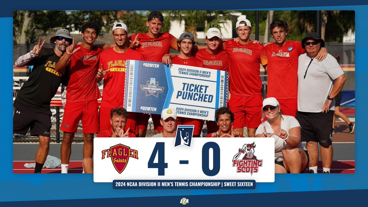 𝐓𝐡𝐞 𝐅𝐢𝐫𝐬𝐭 𝐓𝐞𝐚𝐦 𝐈𝐧𝐭𝐨 𝐓𝐡𝐞 𝐐𝐮𝐚𝐫𝐭𝐞𝐫𝐬 🎾 Flagler defeats Edinboro and is headed to the quarterfinals at the NCAA Division II Men's Team Championship! #WeAreCollegeTennis | #NCAATennis