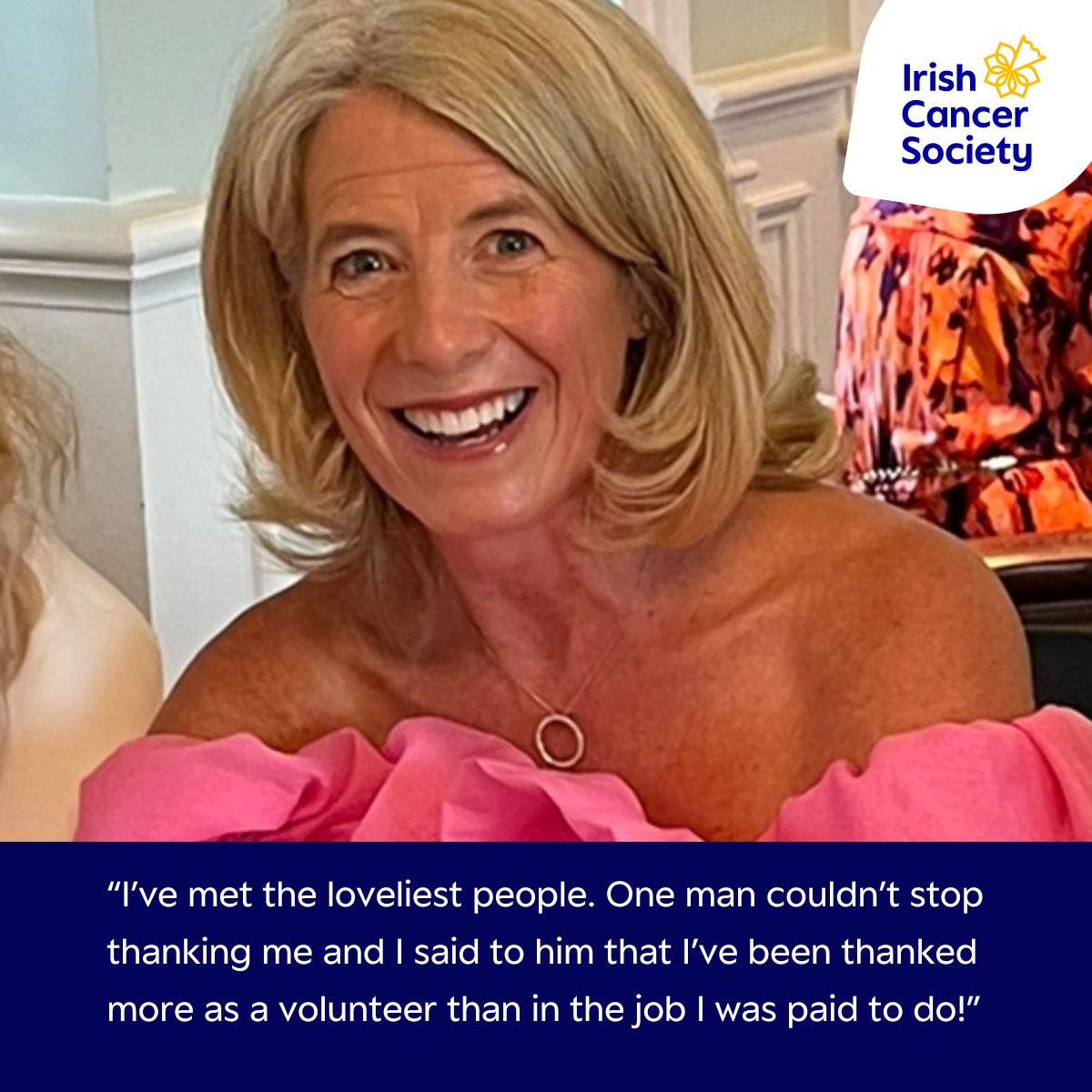 Meet Therese O’Flynn one of our Volunteer Drivers 'It’s strange to say, but driving someone to chemo can be nice & the conversations are wonderful. They are so grounded & just want to be well. If only the whole world could take that mantra” See more: cancer.ie/volunteer 💛
