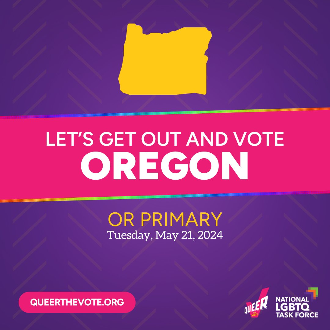 📢 #Kentucky and #Oregon--it's time to get out and vote! Today is the last day for the Kentucky and Oregon Primary elections and we need you to make your voice heard! 🔗 Log onto queerthevote.org for more information on voter registration and to pledge to #QueerTheVote!