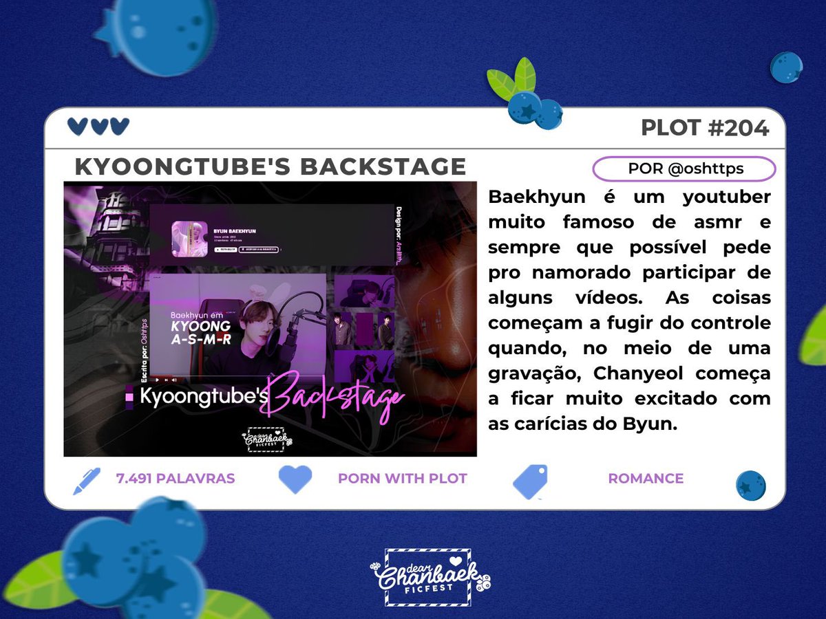 dchanbaekfest's tweet image. 🫐 KYOONGTUBE’S BACKSTAGE - @oshttps 
 
🫐 ROMANCE / PORN WITH PLOT

🫐 spiritfanfiction.com/historia/kyoon…

#DearFic #DearChanBaek