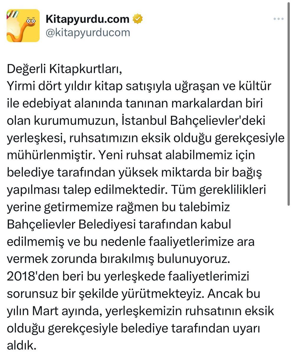 🔒🛑 AKP'de kalan İstanbul Bahçelievler Belediyesi 'yüksek bağış ödemeyi kabul etmediği için' Kitap Yurdu'nun binasını mühürledi.