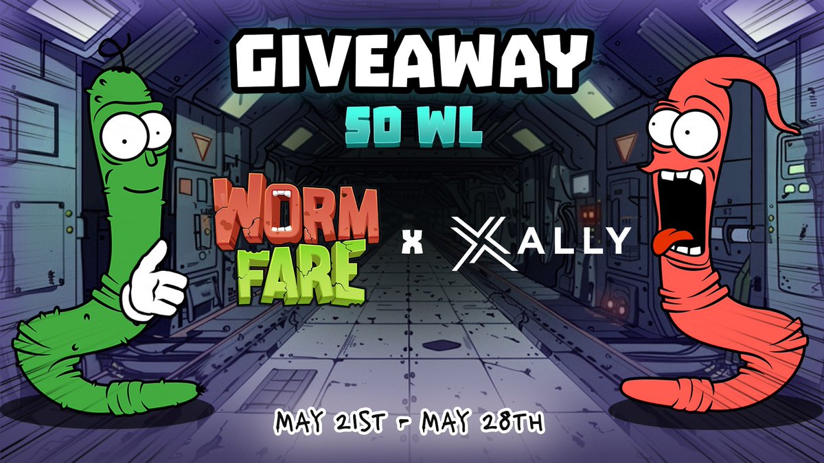 wormfare's tweet photo. To celebrate our partnership with @xallyai, we have an exclusive giveaway for you! 🎁 From May 21st to May 28th, we will be giving away 50 Xally WL spots to 50 lucky winners. Participating is very easy! 👇🏻

Steps to participate:

1️⃣ Follow @wormfare on X.
2️⃣ Follow @xallyai on X.
3️⃣ Like, RT this post.
4️⃣ Connect EVM wallet to https://t.co/XlX533eSFc & Comment your EVM wallet.

Good luck to everyone! 🍀✨