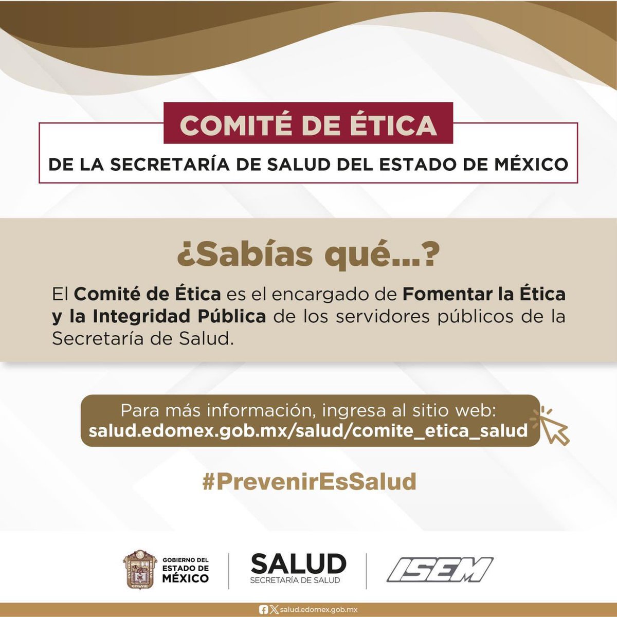 Conoce la máxima instancia del proceso de gestión de la ética en la Secretaría de Salud del Estado de México ✅ Sus funciones y obligaciones. ✅ Sus integrantes. 🌐 Ingresa a: salud.edomex.gob.mx/salud/comite_e…