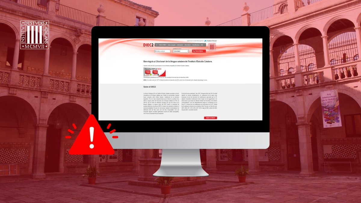 iec's tweet photo. #Avís ⚠️ | A causa de la resolució d’una incidència, aquesta tarda es poden produir talls intermitents que afectin el #DIEC2, la nostra pàgina web, el portal de publicacions i altres serveis de l’IEC.
Disculpeu les molèsties. https://t.co/igwORAKvgY