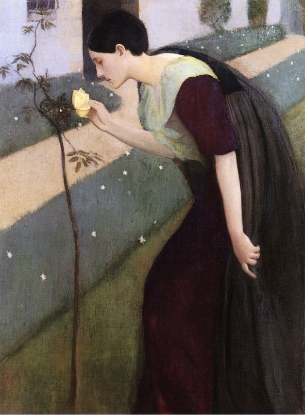 Kenneth Frazier American artist Woman with a Rose (1892)