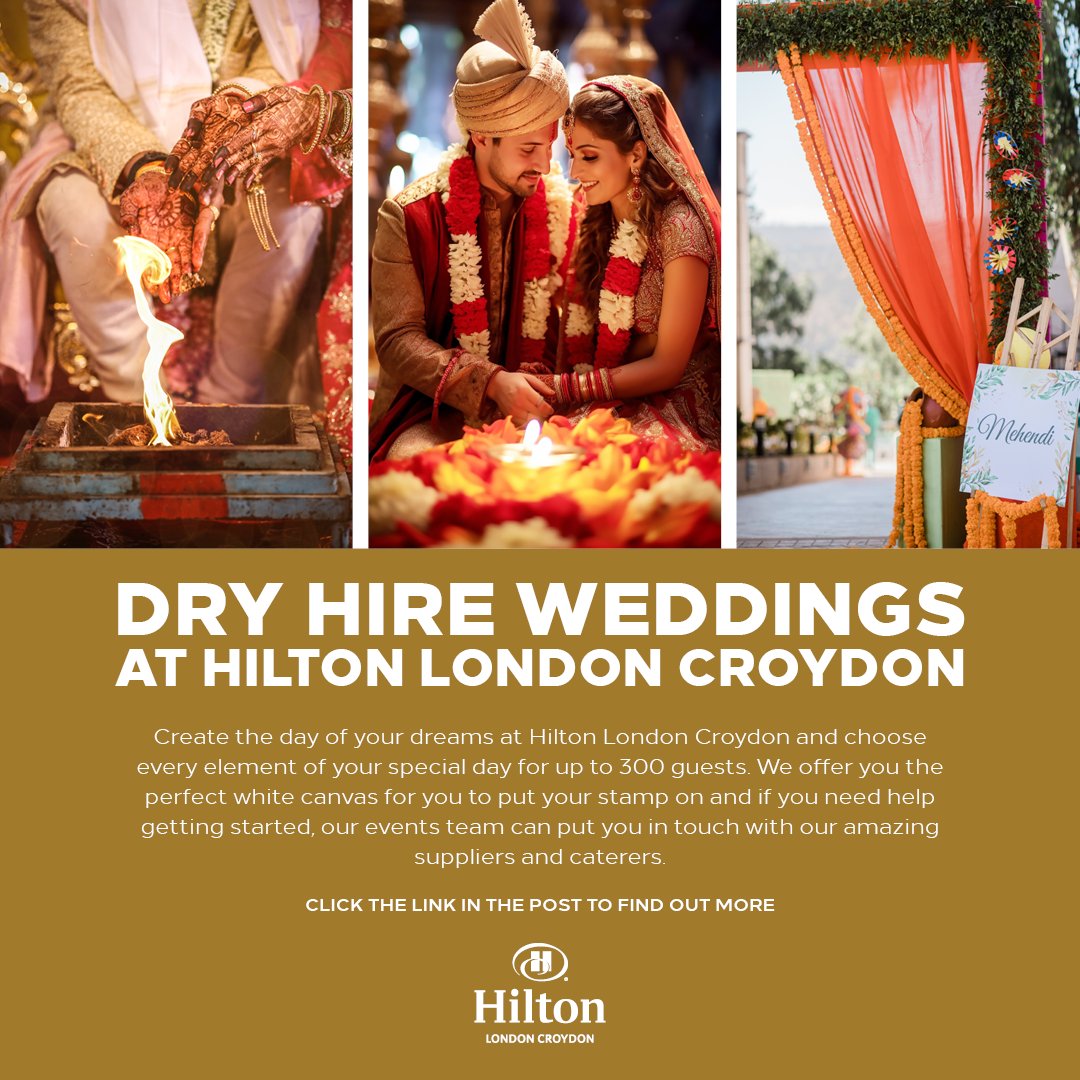 Imagine having the perfect wedding venue, without the hefty price tag. Hilton London Croydon dry hire wedding option offers just that! A blank canvas for you to create your perfect day. Follow link for more detail hil.tn/my7smg