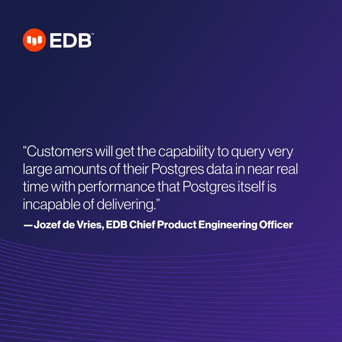 The next generation of Postgres is coming. Get the sneak peek from Jozef de Vries, EDB Chief Product Engineering Officer, and Datanami here: bit.ly/4b8Jo15 #tech #AI #PostgreSQL #innovation