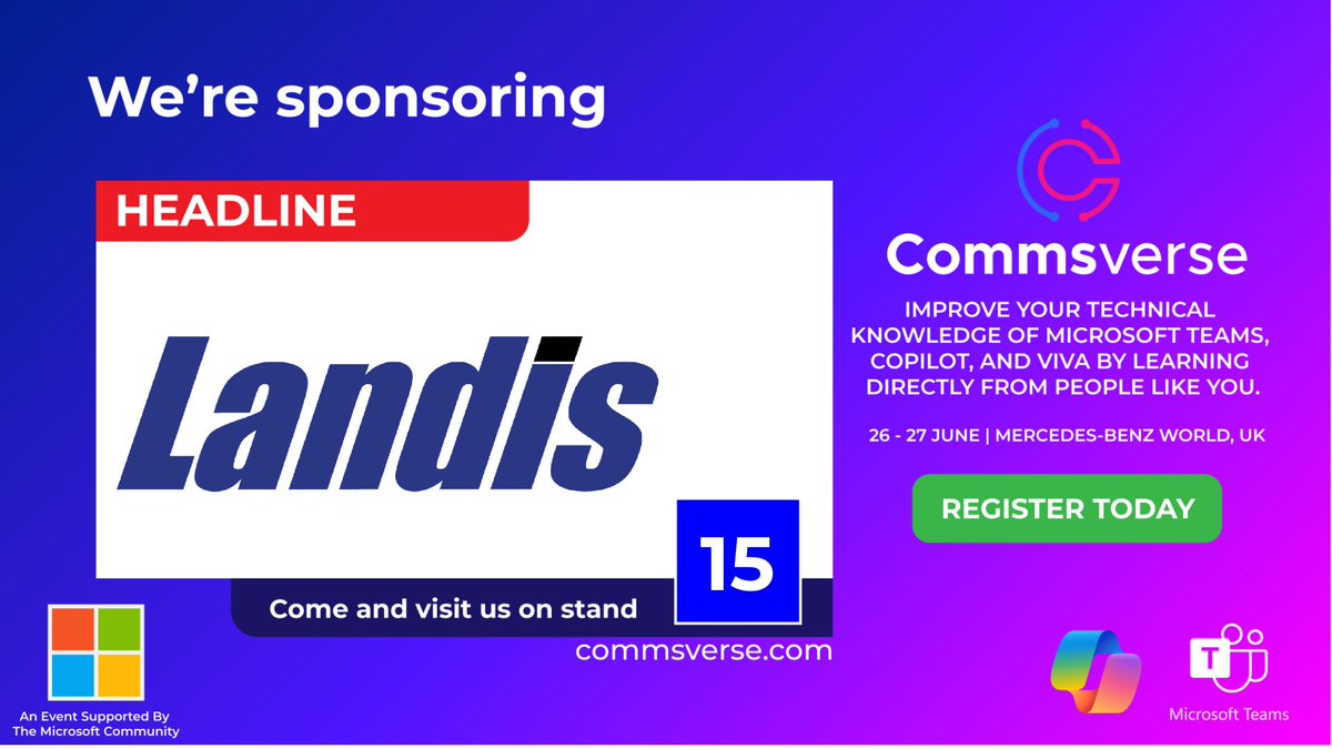 We're delighted to announce @attendantpro as Headline sponsors for the fourth year in a row! Landis solutions are built from the ground up for a Microsoft Teams environment. They fill in the gaps that native Teams does not cover. Visit them on Stand 15: events.justattend.com/events/exhibit…