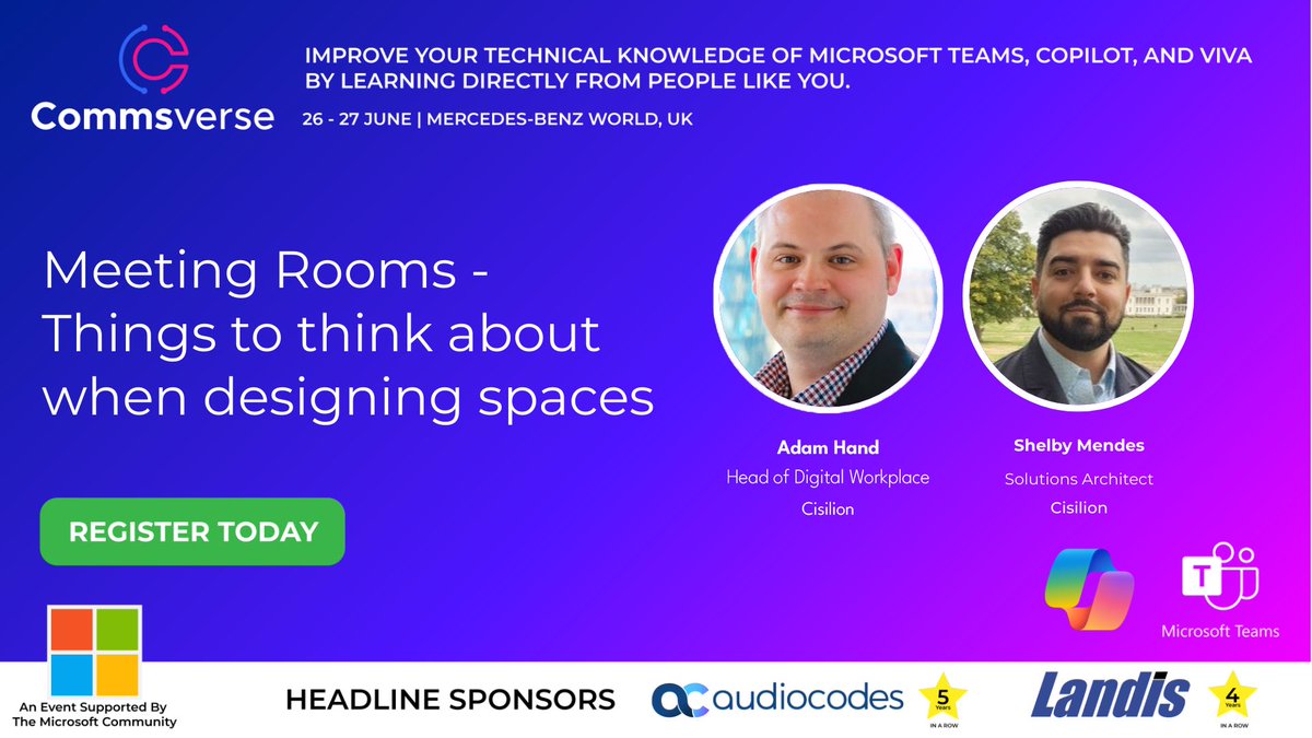 Meeting Rooms - Things to think about when designing spaces by Adam Hand and Shelby Mendes at Commsverse 2024 📢 events.justattend.com/events/confere… #commsverse #microsoftteams #techcommunity