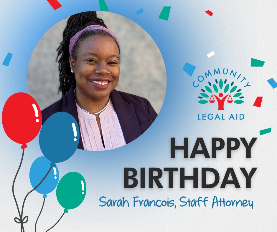 Happy Birthday to Sarah Francois, Staff Attorney at CLA! 🎈 🎉

One goal she would like to accomplish before her next birthday is finish a full length book. 

We hope you have the best day!