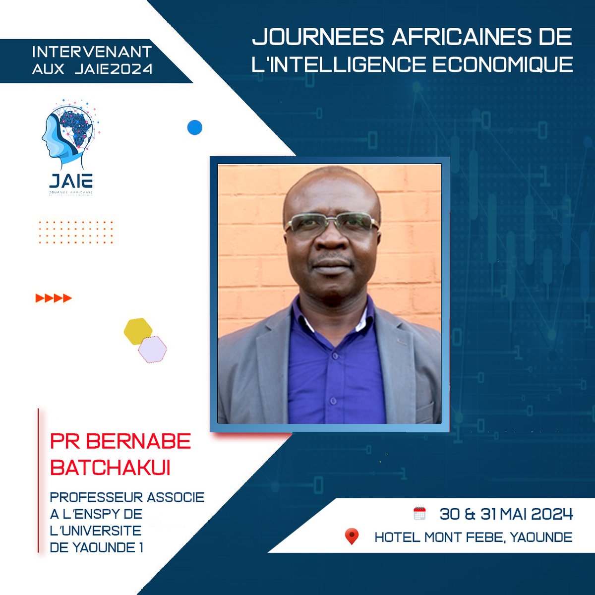 cavie_acci's tweet image. Professeur Associé à l&apos;#ENSPY de l&apos;Université de Yaounde 1,  Pr @Batchakuiberna1 interviendra à la 7ème édition des Journées africaines de l’intelligence économique #JAIE2024 du 30 au 31 mai 2024. 

Lisez son profil ici: les-jaie.info/panelistes-jai…

 #IntelligenceEconomique